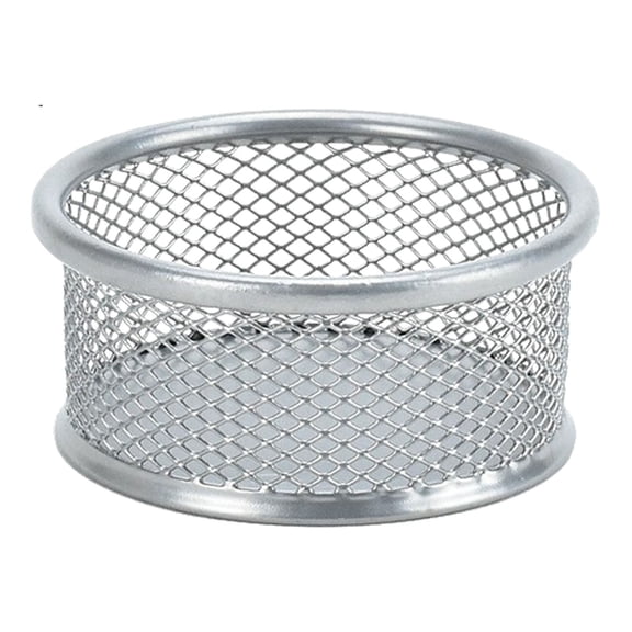 1 Pc Metal Paper Clip Dispenser Organizer, Multi-Purpose Binder Clip Dispenser, Stackable Round Wire Mesh Paper Clip Holder for Binder, Clips, Pins, 3.54x1.57 Inch, Silver