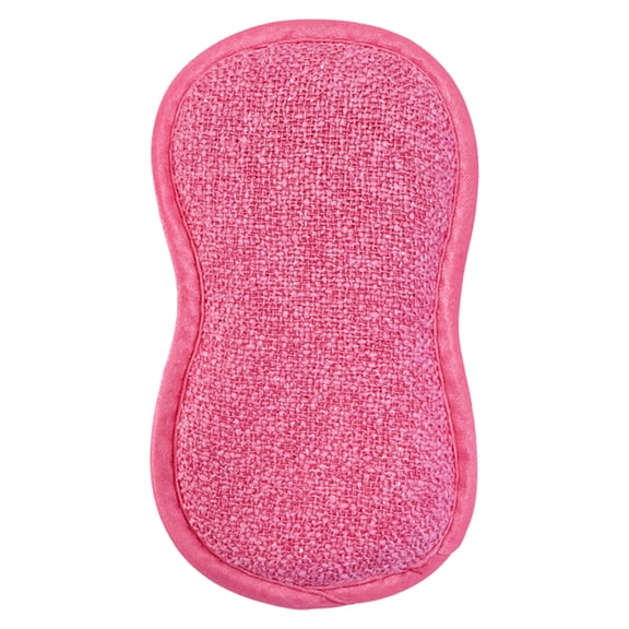 1 Pc Microfiber Kitchen Scrub Sponges, Dual Side Reusable Scouring Pads, Multi-Purpose Scrub Sponges for Kitchen, Washable and Reusable Dishes Sponge Rubber, 6.3x3.94x0.78 Inch, Pink