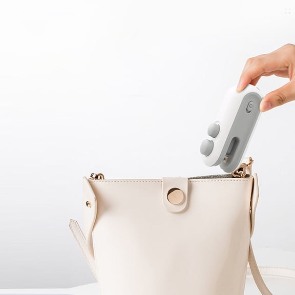 1 Pc Mini Bag Sealer, Handheld Heat Vacuum Sealer, 2 in 1 Sealer and Cutter with Lanyard, Portable Resealer Machine for Plastic Bags Food Storage Snacks Freshness, 3.74 Inch, White