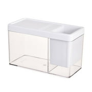 1 Pc Mini Betta Fish Aquarium - 0.2 Gallon Plastic Tank, Desktop Office Small Fish Tank - Pen Holder Storage, Create Different Desktop Landscape, 6.7x3.1x4.1 Inch, White