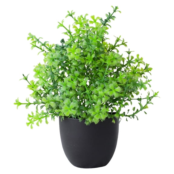 1 Pc Mini Fake Vanilla Herb Plant, 7.09"-8.66" Small Artificial Potted Greenery in Black Pot for Kitchen Counter Decor