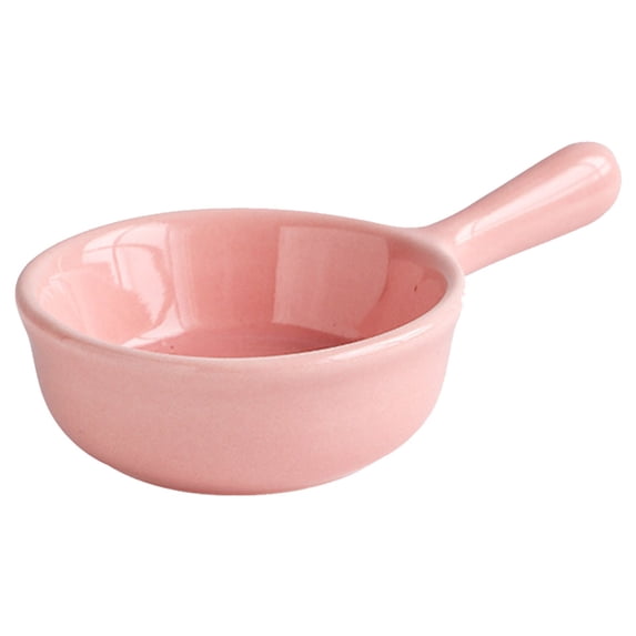 1 Pc Mini Glass Dipping Sauce Bowls with Handle Soy Sauce Dish Dipping Bowls Set Porcelain Dipping Bowls Dishes for Soy Sauce, Ketchup, BBQ Sauce or Seasoning, 2.56x0.98 Inch, Pink