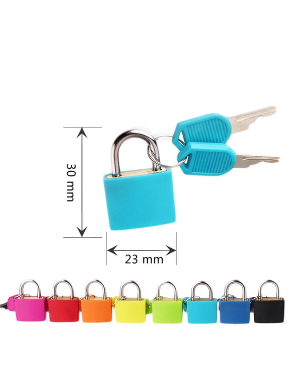 1 Pc Mini Lock with 2 Key, Small Luggage Lock, Little Padlock with Keys, Metal Diary Lock Vintage Lock Padlock Gym Locker for Jewelry Box, Storage Box Luggage, Backpack, 1.18"x0.9", Sky Blue