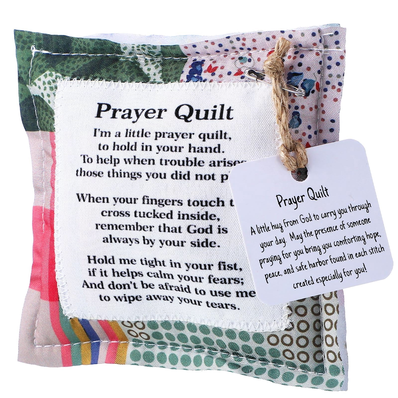 1 Pc Mini Prayer Quilt with Cross Inside, Vintage Pocket Scripture Prayer Quilt Squares Sympathy/Encouragement Christian Gifts for Women Clergy Pastor Appreciation
