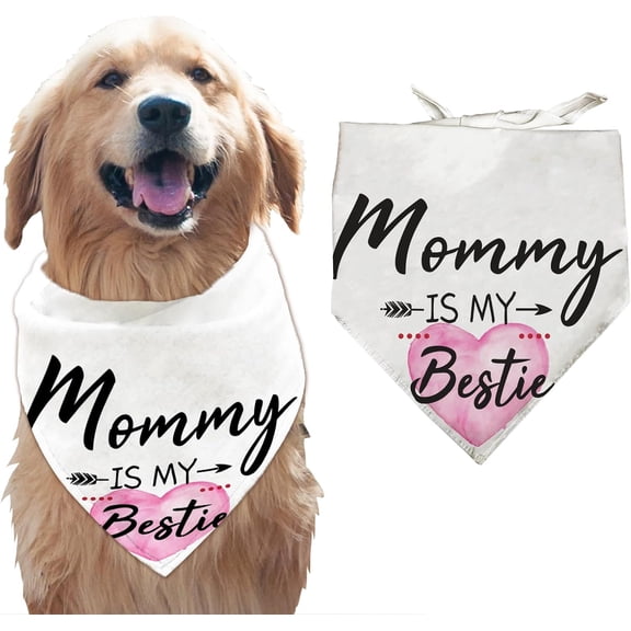 1 Pc Mommy is My Best Bestie Dog Bandana Heart Arrowhead Pet Scarf Adjustable Triangle Bibs Washable Cotton Handkerchief Accessories for Women's Medium Large Dog Pet colorful