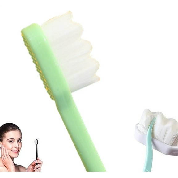 1 Pc Nano Toothbrushes for Adults,Fiber Brush Toothbrush,Super Soft toothbrush,Toothbrush with Flat Handle,Soft Toothbrush for Protect Fragile Gums (Green)
