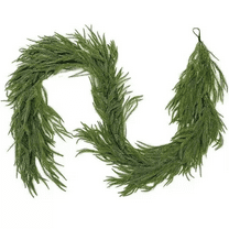 1 Pc Natural Feel Norfolk Artificial Christmas Garland, Non-lit, Green, Soft PE, 106.3 Inch, Green