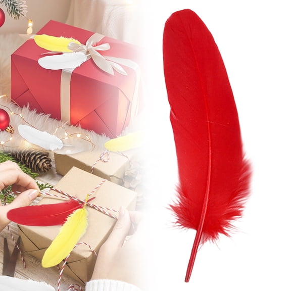 1 Pc Natural Red Feather, 6-8 Inch Realistic Goose Feather for Crafts DIY Wedding Centerpiece Halloween Cosplay Costume Decoration, Clearance Red