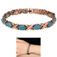 thumbnail image 1 of 1 Pc Natural Turquoise Stone Copper Magnetic Link Bracelet Healing Energy Gift, 1 of 2