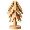 thumbnail image 1 of 1 Pc Natural Wood Tree Trivet Set, Natural Tree Trivet Set - 4 Wooden trivets, 4 Wooden Trivets & 1 Stand Like a Christmas Tree for Hot Dish, Pot, Bowl, Teapot, Hot Pot Set, 7.87", Natural Wood Color, 1 of 9