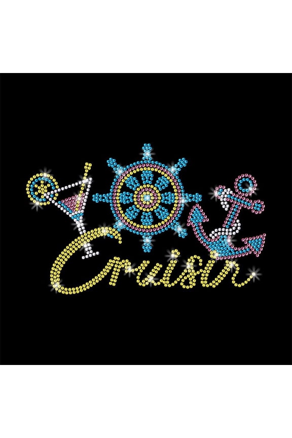 1 Pc Nautical Cocktail Rhinestone Iron on Hotfix Transfer Decal Bling DIY Patch Clothing Repair Applique T-Shirt Vest Shoes Hat Jacket Decor Clothing DIY Accessories DIY