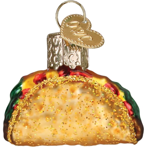 Old World Christmas Mini Taco - One Mini Ornament 1.25 Inch, Glass - Gumdrops Collection Tortilla Meat 87005