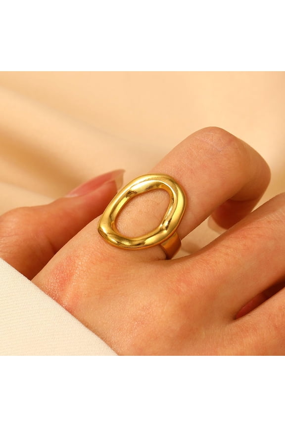1 Pc Open Statement Ring Oval Round Loop Open Statement Ring Promise Rings Trendy Elegant Unique Rings Engagement Ring Jewelry Gifts for Women Birthday Wedding Prom Elegant Gifts Gold