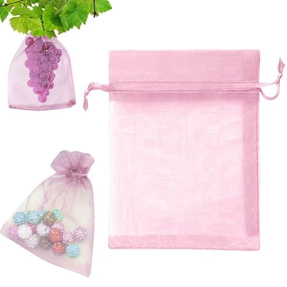 1 Pc Organza Bags with Drawstring, Sheer Organza Gift Bag, Small Mesh Gift Jewelry Candy Pouch, Mesh Bags Drawstring for Christmas Wedding Party Favor Bags, 3.94x4.72 Inch, Pink