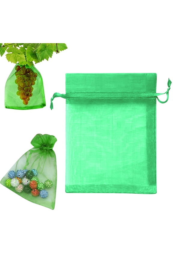 1 Pc Organza Bags with Drawstring, Sheer Organza Gift Bag, Small Mesh Gift Jewelry Candy Pouch, Mesh Bags Drawstring for Christmas Wedding Party Favor Bags, 5.12x7.09 Inch, Green