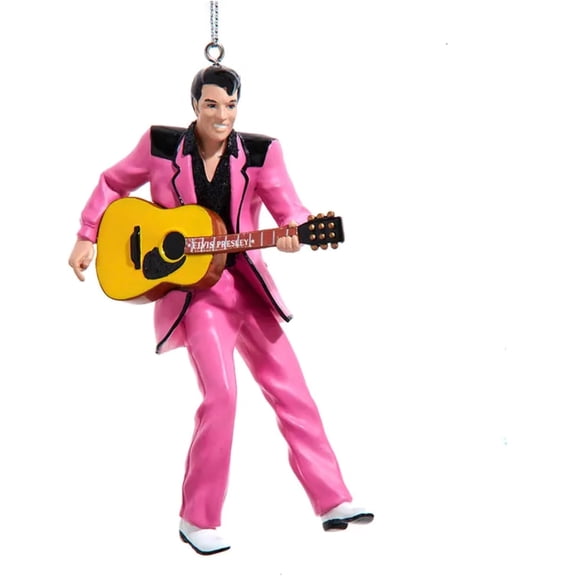 Kurt Adler Ornament Elvis in Pink Suit Acrylic Hanging Figurine 4 Inch