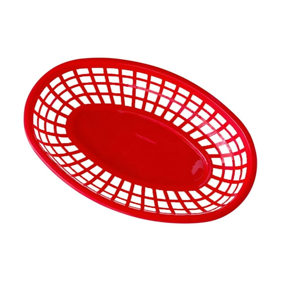 1 Pc Oval Snack Basket Food Holder, Plastic Catering Containers, Reusable Bread Basket for Fried Chicken Fries Bread Picnic and Kitchen Serving, 9.45x6.1 Inch