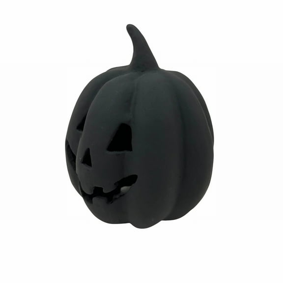 1 Pc Paper Mache Pumpkin Tabletop Decoration, Black,4.72", Halloween by QYXQPYO