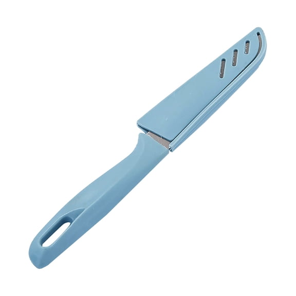 1 Pc Paring Knife Sharp Vegetable and Fruit Knife with Sheath Cover Rust Proof Stain Resistant Steel Small Kitchen Knife with Plastic Ergonomic Handle Peeling Knives for Home Kitchen, 7.7", Blue