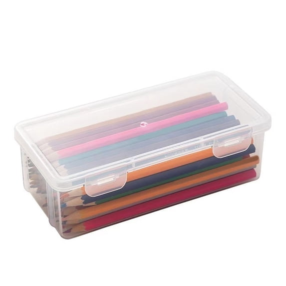 1 Pc Pencil Case, Plastic Pencil Box, Clear Crayon Box Marker Pen Organizer, Clear Pencil Boxes, Plastic Storage Container with Snap Lid, Stackable Art Craft Organizer Office Supplies, Clear