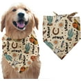 thumbnail image 1 of 1 Pc Pet Dog Bandana 78x38cm Cowboys Theme Hats Boots Cow Skull Triangle Pet's Bandana Adjustable Comfortable Pet Bibs Washable Cotton Scarf Kerchief for Large Dog Pet Brown, 1 of 6