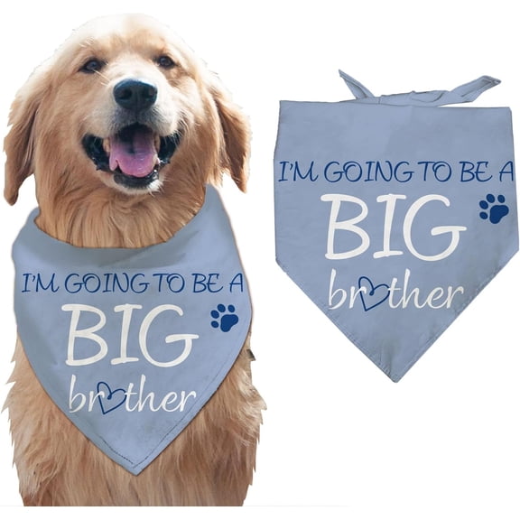 1 Pc Pet Dog Bandana Cotton Triangle Pet's Bandana I'm Going to Be a Big Brother Words Heart Washable Accessories Chief for Large Dogs and Pets 14.96"x14.96"x30.7" Mixed Color Cotton