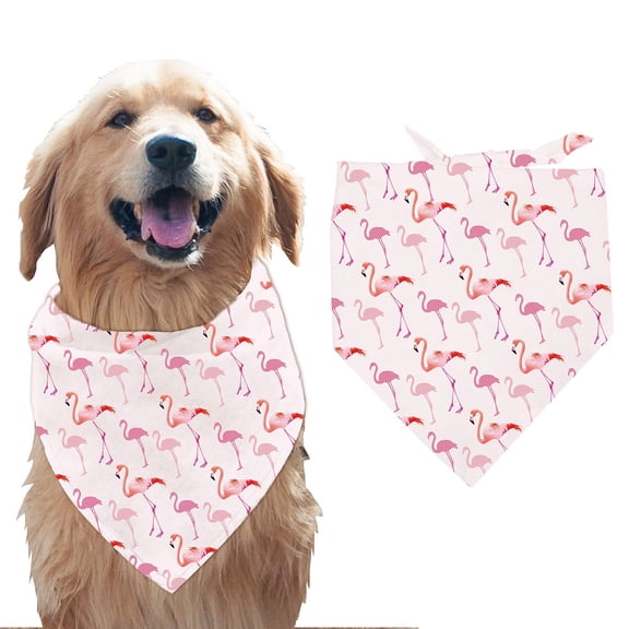 1 Pc Pet Dog Bandana Pink Cotton Triangle Pet's Bandana Flamingo Animal Washable Scarf Bibs Printed Pet Accessories Chief for Large Dogs and Pets