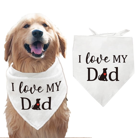 1 Pc Pet Dog Bandana White Cotton Triangle Pet's Bandana I Love My Dad Words Flower Washable Puppy Cat Scarf Bibs AccessoriesDIY