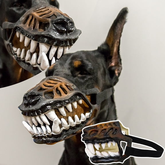1 Pc Pet Dog Halloween Mask: Novelty Doberman Snout Mask For Dog Halloween Parties & Trick-or-Treat! Black Silicone Realistic Comical Dog Muzzle Design Halloween Decor