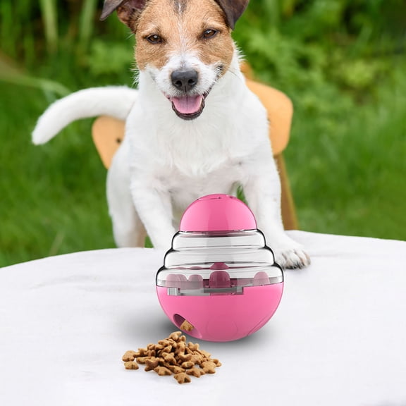 1 Pc Pet Tumbler Toy — 7.5in x 7.5in x 5.7in, Interactive Dog Treat Dispenser Ball for Mental Stimulation, Slow Feeder & Teeth Grinding(Magenta)