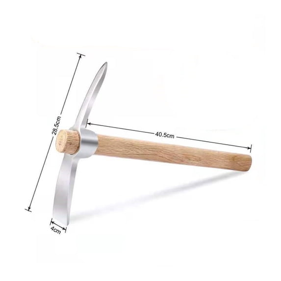 1 Pc Pick Mattock Hoe Tool — Detachable Double-Headed Design, Stainless Steel & Wood Handle for Digging, Weeding and Breaking Hard Soil(B)