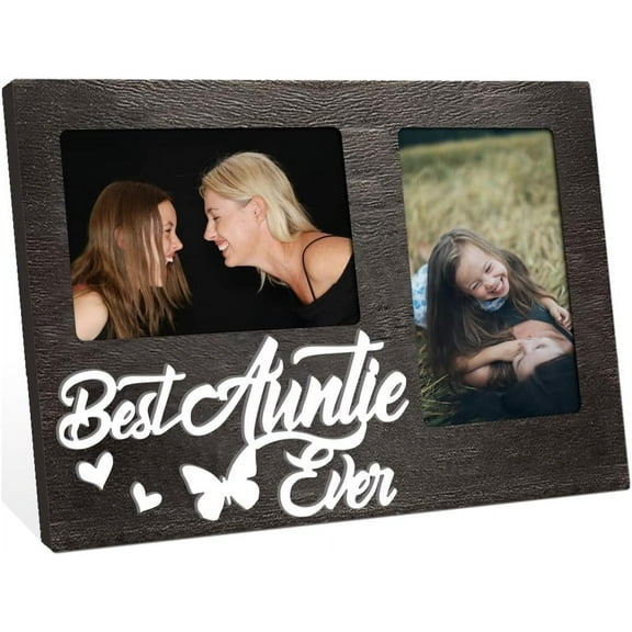 1 Pc Picture Frame Christmas Gifts for Aunt 4x6 Inch Two Photos Best Aunt Ever Frame Hold 3D Photo Frame Wood Wall Frame Gift for Birthday Halloween Thanksgiving Mother's Day Gifts