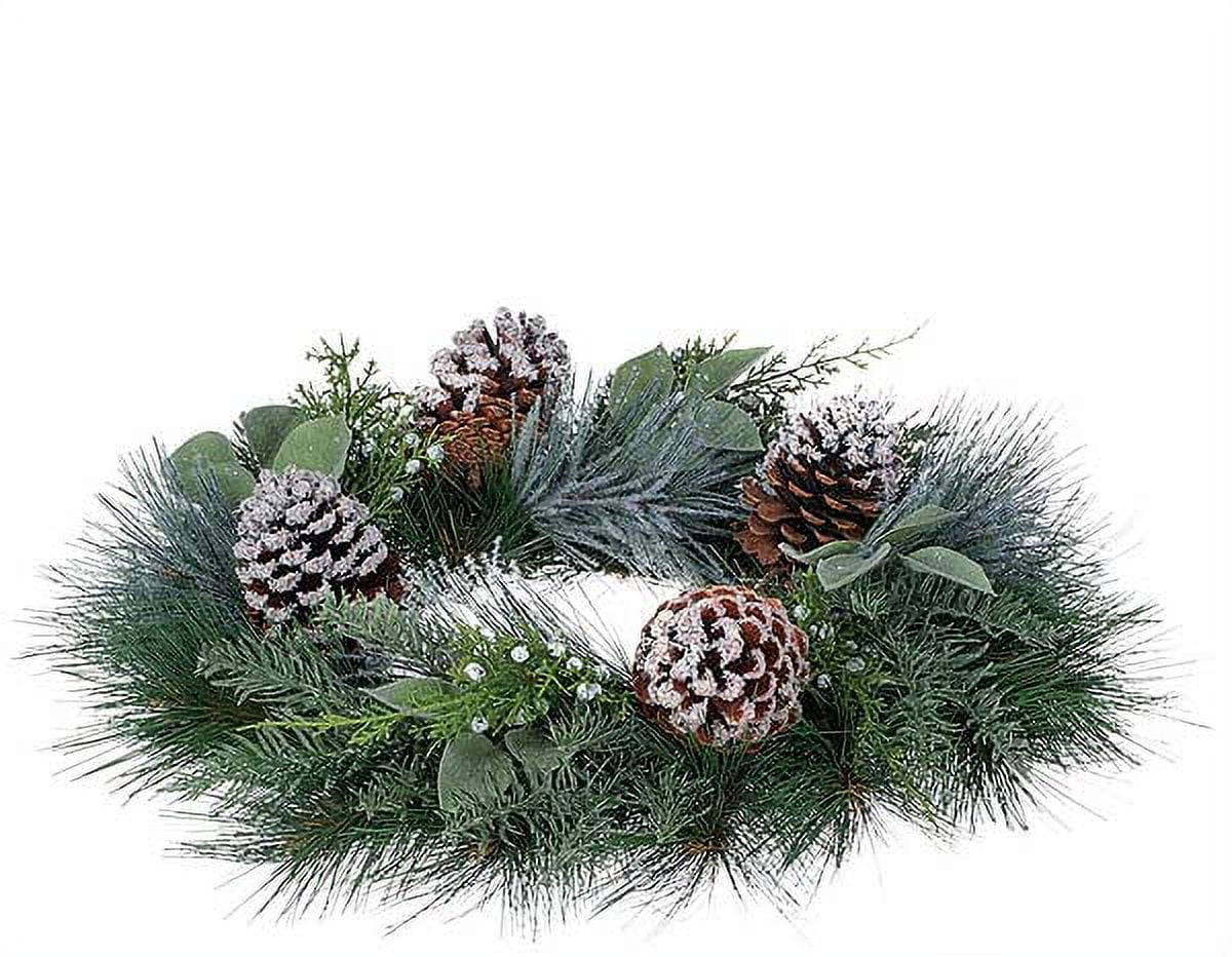 1 Pc, Pine Noble Fir Candle Rings 6.5 Inch for 6 Inch Diameter Three Wick Pillar Candles, Jar Candles, Vases, Or Bowls