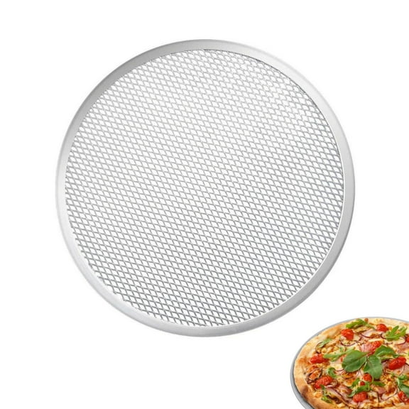 1 Pc Pizza Screen 12 inch Pizza Mesh Screens Aluminum Pizza Pan Nonstick Pizza Crisper Tray Pizza Baking Pan with Holes for Kitchen Restaurant BBQ,Long-Lasting Use, Smooth Edge & Rust-Free