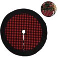 1 Pc Plaid Christmas Tree Skirt Black and Red Checked Tree Skirts Mat
