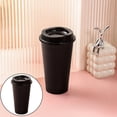 thumbnail image 1 of 1 Pc Plastic 475ml Ounce Capacity Tumbler with Lid Reusable Plastic Cups Travel Hot Cups Microwavable Plastic Tumblers Coffee Mugs Party Birthdays Gifts Adult for Hot and Cold Drinks, Black, 1 of 9
