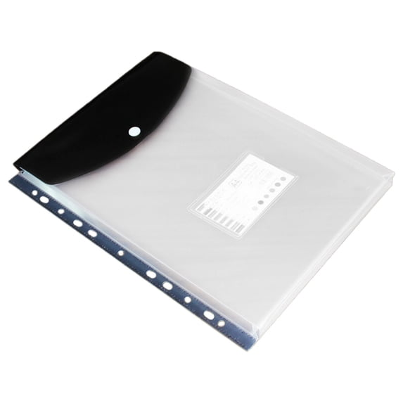 1 Pc Plastic Envelopes Binder Pocket 11 Holes Expandable Binder Folders for 2/3/4 Ring Document Pouch with Snap Button & Label Loose-Leaf Transparent for Home Office