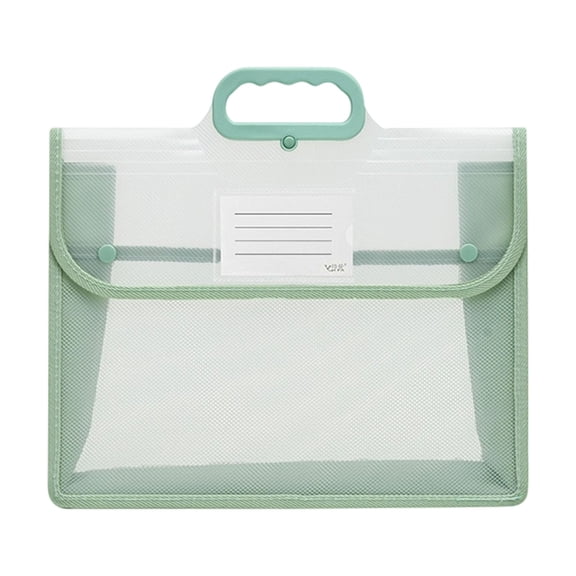 1 Pc Plastic Expanding File Folder with Handle, Portable Transparent Document Organizer for Letter/A4, Briefcase-Style Accordion Case, Mesh Pocket, Heavy Duty for Home, Office, 12.99(L)x10.23(H) inch