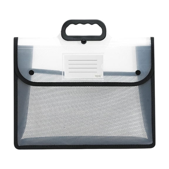 1 Pc Plastic Expanding File Folder with Handle, Portable Transparent Document Organizer for Letter/A4, Briefcase-Style Accordion Case, Mesh Pocket, Heavy Duty for Home, Office, 12.99(L)x10.23(H) inch