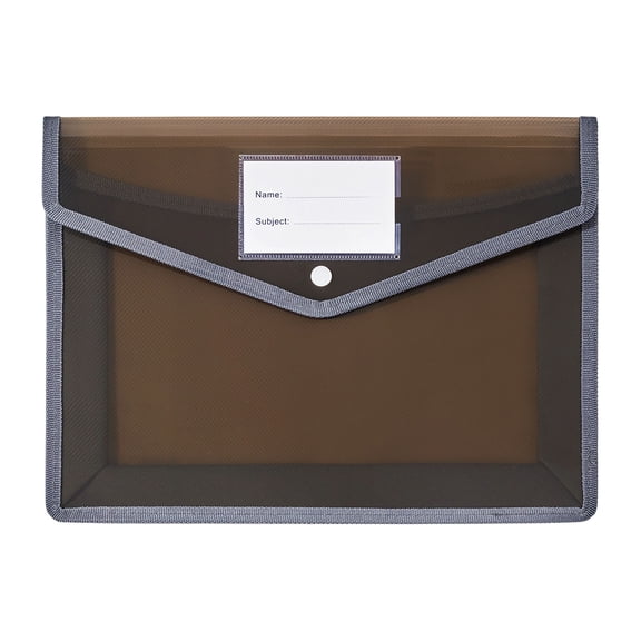 1 Pc Plastic Expanding File Folder, Transparent Envelopes with Snap Closure, No Dividers, Large Capacity, Fits Letter / A4 Size for Classroom, Office, Home, Hospital, Black