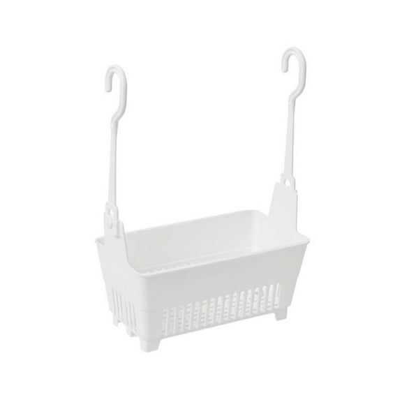 1 Pc Plastic Hanging Baskets for Shower, Hanging Basket Organizer with Hooks, Hanging Shower Rack, Bathroom Storage Rack, Shampoo Bracket, 8.66 Inches Small Hanging Storage Basket, 8.66x4.7x11.8 Inch