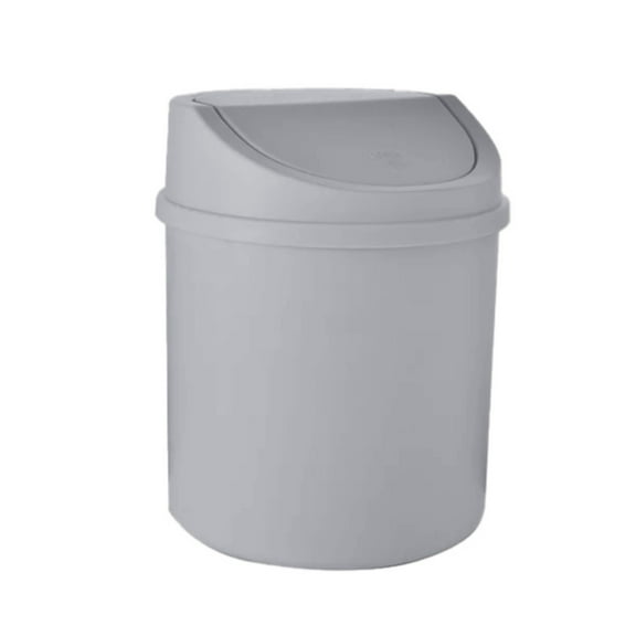 1 Pc Plastic Mini Trash Can Plastic Mini Desktop Trash Can with Swing-Top Lid Tiny Garbage Can, 5.11x6.7 Inch, Gray