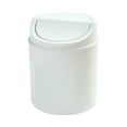 thumbnail image 1 of 1 Pc Plastic Mini Trash Can Plastic Mini Desktop Trash Can with Swing-Top Lid Tiny Garbage Can, 5.11x6.7 Inch, Milk White, 1 of 8