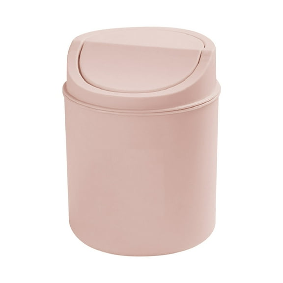 1 Pc Plastic Mini Trash Can with Swing-Top Lid, Tiny Waste Bin, Desktop Trash Can, Small Garbage Can for Office Kitchen Home, 5.11x6.49 inch