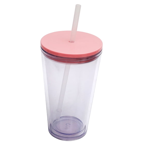 1 Pc Plastic Tumblers with Lids and Straw, Reusable Cups with Lids and Straws Clear Cups for Cold Drink Iced Coffee, Plastic Tumbler Bulk for Party Birthday Gifts, 7.8x3.9 inch