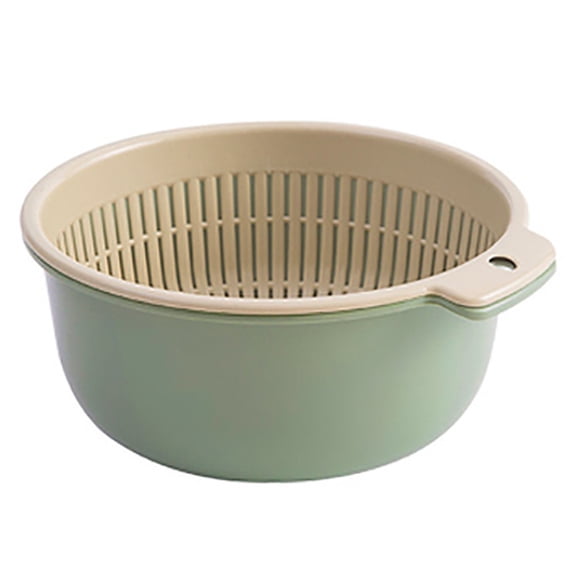 1 Pc Plastic Washing Basket for Fruits and Vegetable, Stackable Double Layer Colander, 2-in-1 Kitchen Colander Set with Bowl Strainer for Pasta Salad Berry Cleaning Mixing, 6.3x2.95 inch