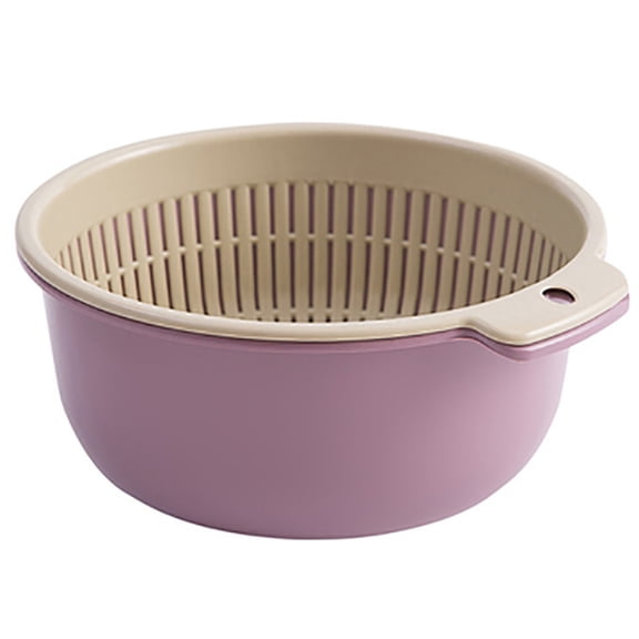 1 Pc Plastic Washing Basket for Fruits and Vegetable, Stackable Double Layer Colander, 2-in-1 Kitchen Colander Set with Bowl Strainer for Pasta Salad Berry Cleaning Mixing, 6.3x2.95 inch