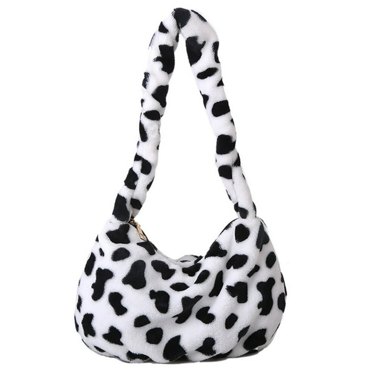 1 Pc Plush Shoulder Bag Cow Pattern Handbag Fashion Woman Bag Assorted Color Walmart