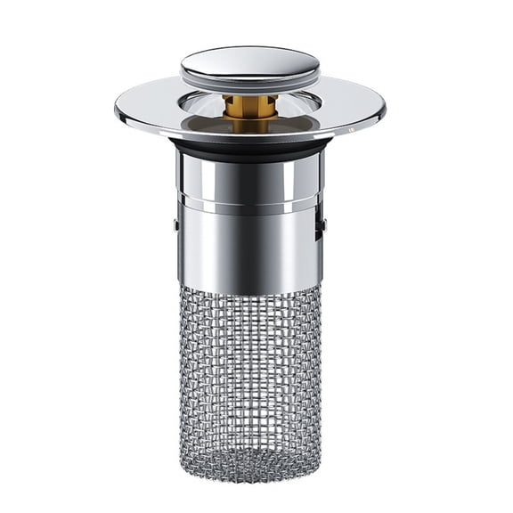1 Pc Pop Up Bathroom Sink Drain Strainer Hair Catcher Sink Drain Stopper with Removable Filter Basket for Universal Bathroom Kitchen Basin Sink Stopper Replacement, 3.15"x1.18", Silver