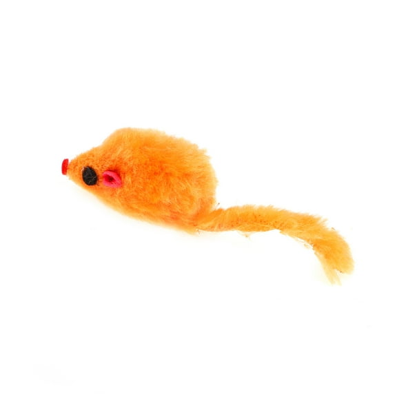 Unique Bargains 1 Pc Portable Mouse Shape Cat Teaser Toys for Outdoor Orange Plush
